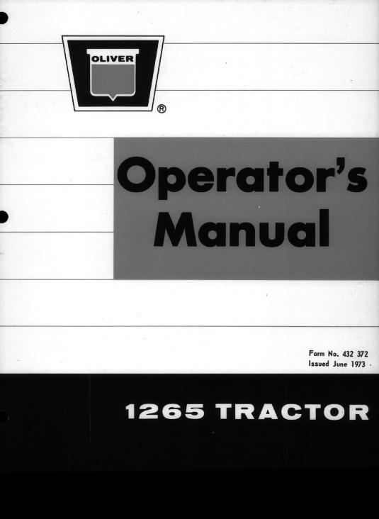 AGCO 1265 Tractor Operator Manual 432372 English