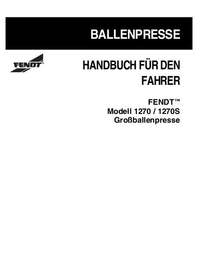 AGCO 1270 1270S Baler Operator Manual 700722644B German