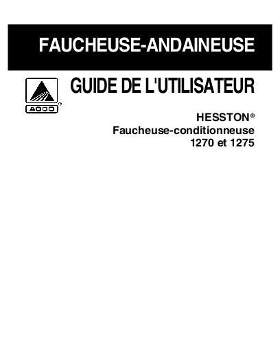 AGCO 1270 1275 Mower Conditioner Operator Manual 700727011E French