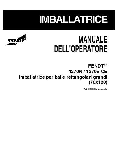 AGCO 1270N 1270S Baler (CE) Operator Manual 700731195D Italian