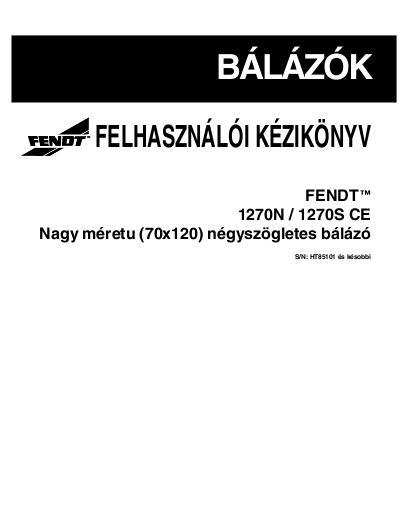 AGCO 1270N 1270S Baler (CE) Operator Manual 700731985D Hungarian