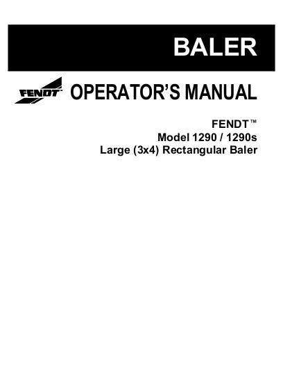 AGCO 1290 1290S Baler (prior sn 'HR') Operator Manual 700721624D English