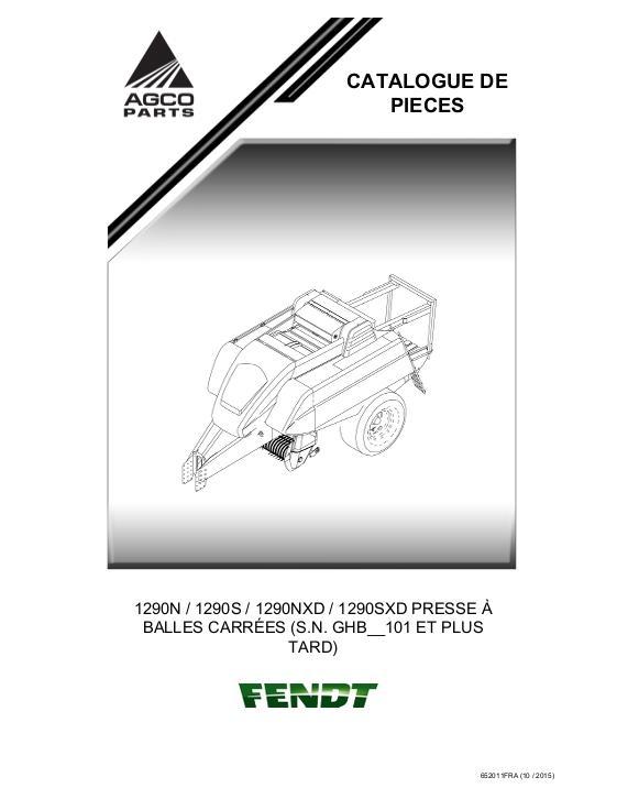 AGCO 1290N 1290S 1290NXD 1290SXD Baler (eff sn GHBxx101) Parts Book 652011ITA Italian