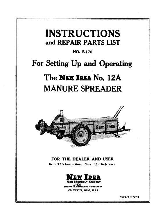 AGCO 12A Manure Spreader Operator Manual 986579 English