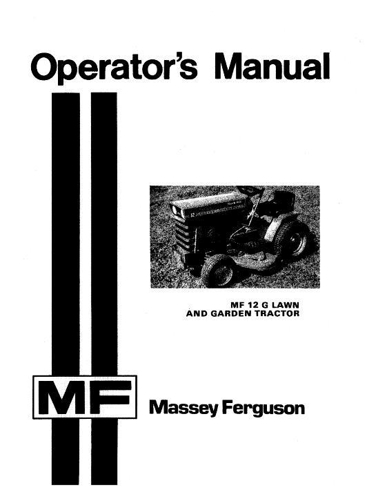 AGCO 12G Lawn Tractor (Vari-Speed) (prior sn 810481) Operator Manual 1448280M3 English