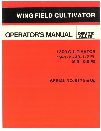 AGCO 1300 Cultivator (wing, 19.5 - 39.5 ft, eff sn 6175) Operator Manual 71510255 English