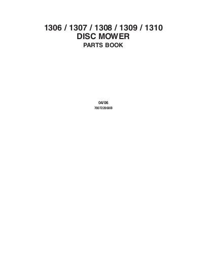 AGCO 1306 1307 1308 1309 1310 Disc Mower Parts Book 700722958B English
