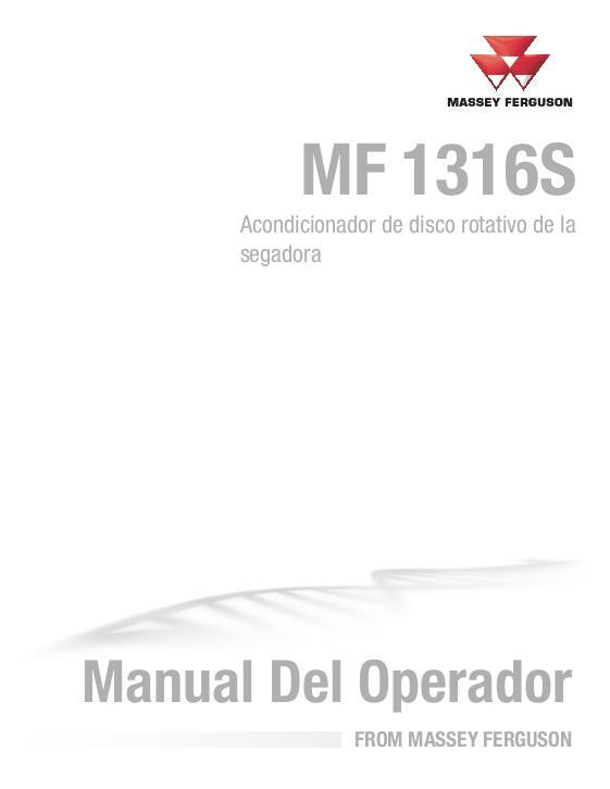 AGCO 1316S Rotary Disc Mower Conditioner Operator Manual 700750349E Spanish