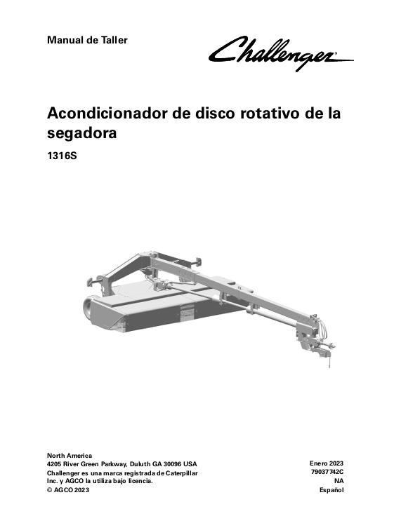 AGCO 1316S Rotary Disc Mower Conditioner Service Manual 79037742C Spanish
