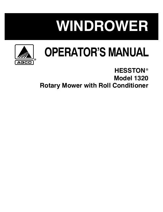 AGCO 1320 Mower Conditioner Operator Manual 700712671K English