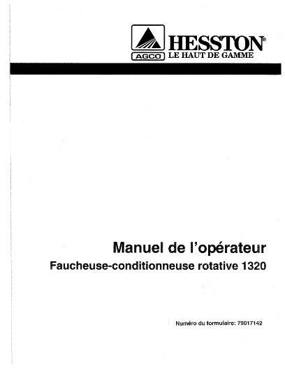 AGCO 1320 Mower Conditioner Operator Manual 79017142 French