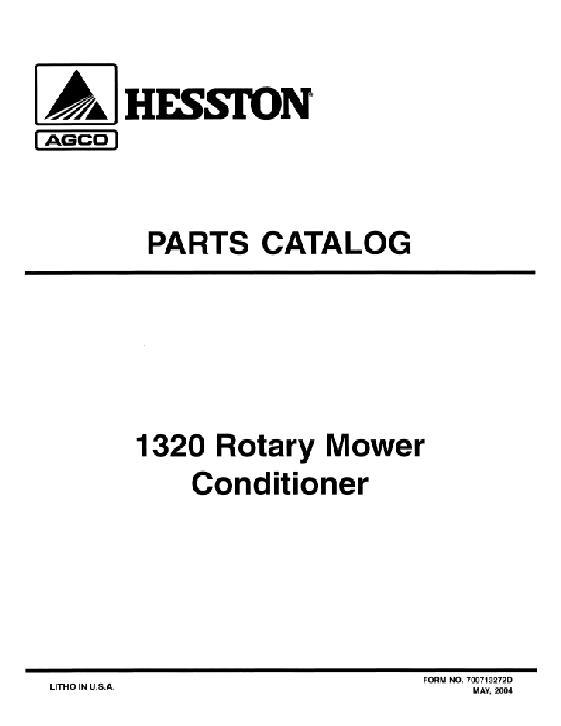 AGCO 1320 Mower Conditioner Parts Book 700713272D English