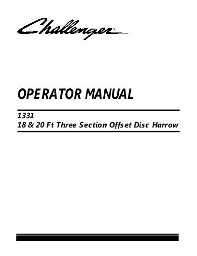 AGCO 1331 Disc Harrow (offset, 20 ft) Operator Manual 997206CHB English