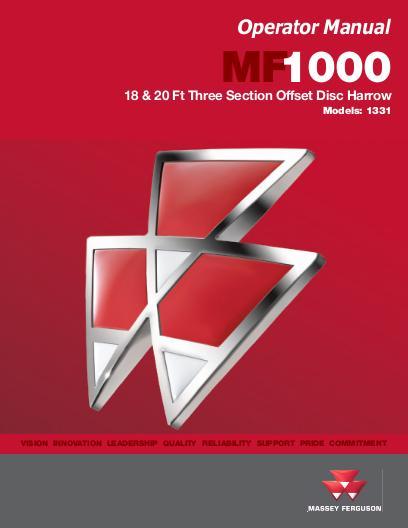 AGCO 1331 Disc Harrow (offset, 20 ft.) Operator Manual 997206MFB English