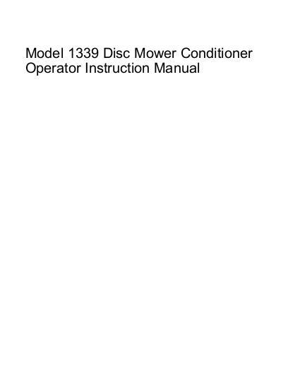 AGCO 1339 Disc Mower Conditioner Operator Manual 700722871A English