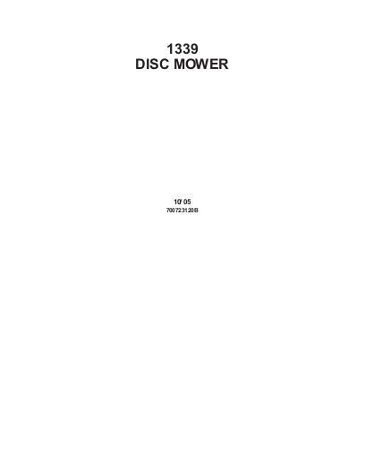 AGCO 1339 Disc Mower Conditioner Parts Book 700723120B English