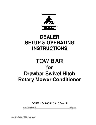 AGCO 1345 5512 MC Tow Bar Kit Operator Manual 700725418A English