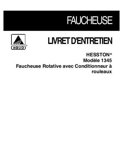 AGCO 1345 Rotary Mower (roll conditioner) Operator Manual 700724015E French