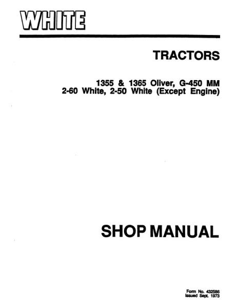 AGCO 1355 1365 1370 G450 2-50 2-60 Tractor Service Manual 432586 English