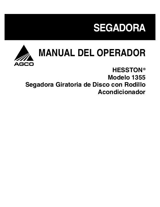 AGCO 1355 Rotary Mower (roll conditioner) Operator Manual 700729198A Spanish