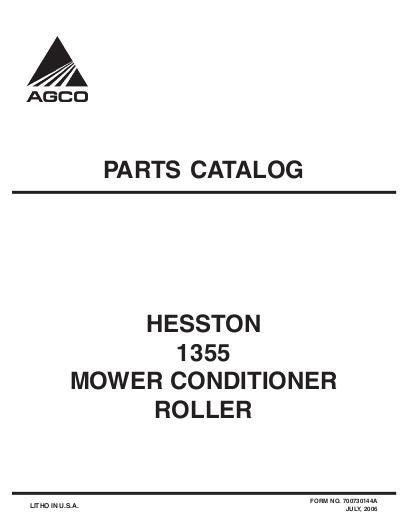 AGCO 1355 Rotary Mower (roll conditioner) Parts Book 700730144A English