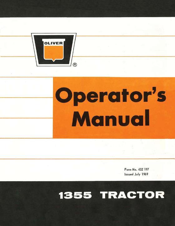 AGCO 1355 Tractor Operator Manual 432197 English