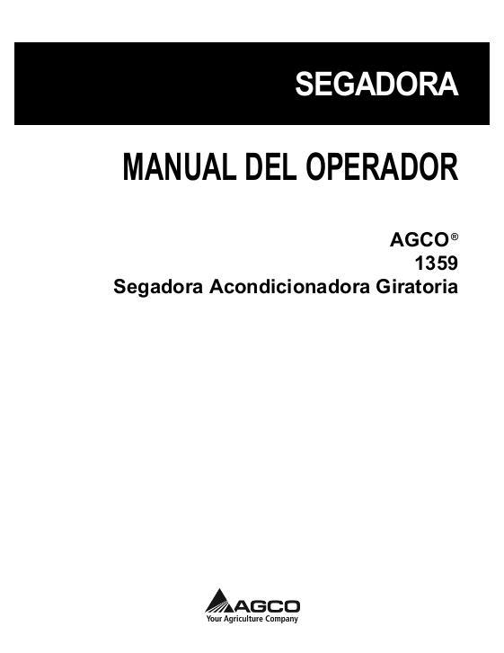 AGCO 1359 Disc Mower Conditioner Operator Manual 700734234C Spanish