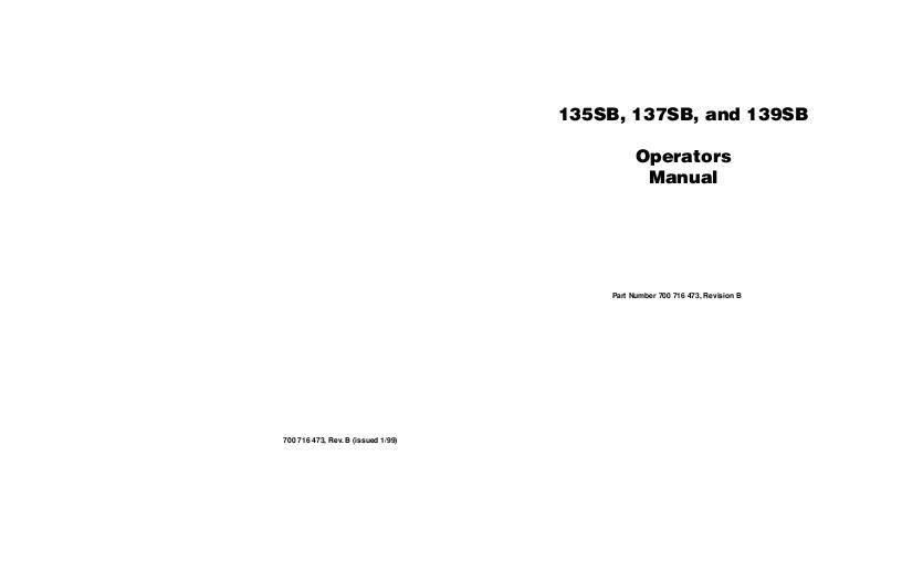 AGCO 135SB 137SB 139SB Baler (CE) Operator Manual 700716473B English