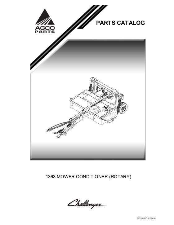 AGCO 1363 Mower Conditioner (rotary) Parts Book 79035903D English