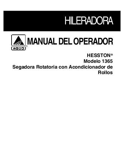 AGCO 1365 Rotary Mower with Condtioner Roll (Pull-Type) Operator Manual 700724025D Spanish