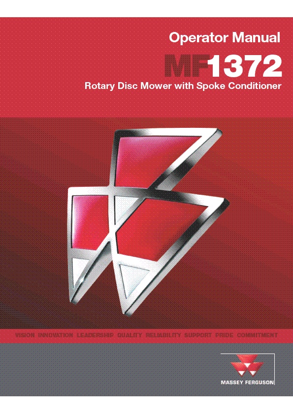 AGCO 1372 Rotary Disc Mower (w spoke conditioner) Operator Manual 700729093B English