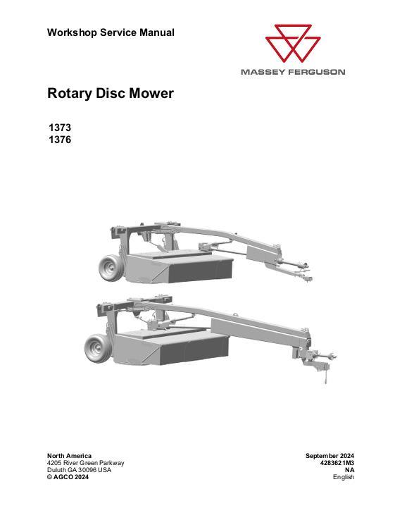 AGCO 1373 1376 Rotary Disc Mower Conditioner Service Manual 4283621M3 English