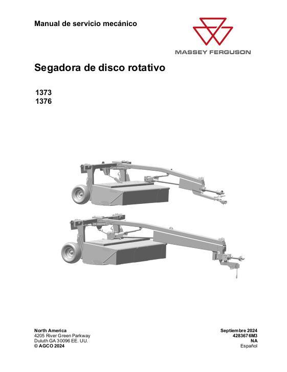 AGCO 1373 1376 Rotary Disc Mower Conditioner Service Manual 4283676M3 Spanish