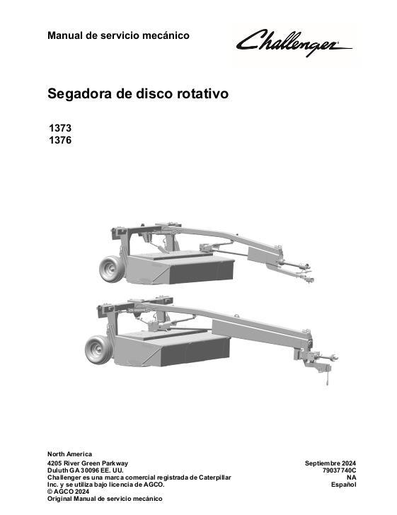 AGCO 1373 1376 Rotary Disc Mower Conditioner Service Manual 79037740C Spanish