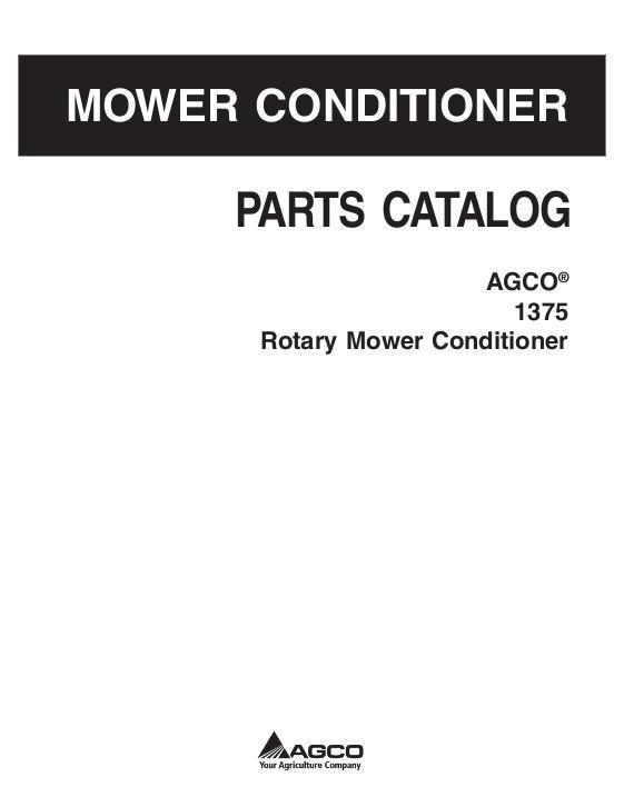 AGCO 1375 Mower Conditioner (rotary) Parts Book 700734801A English