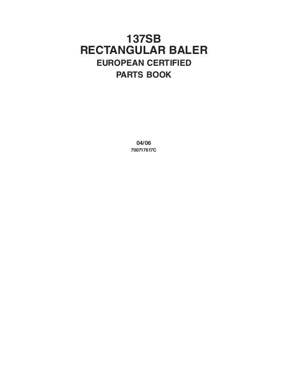 AGCO 137SB Rectangular Baler (CE) Parts Book 700717617C English