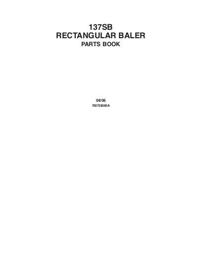 AGCO 137SB Rectangular Baler (non CE) Parts Book 700729065A English