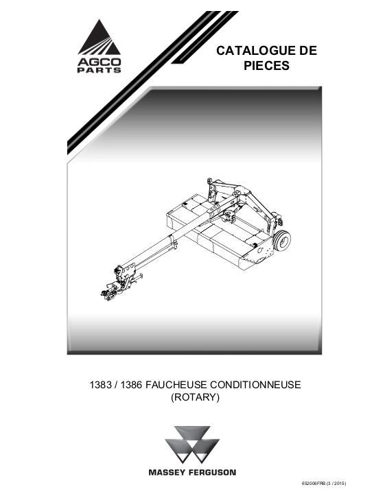 AGCO 1383 1386 Mower Conditioner Parts Book 652006FRB French