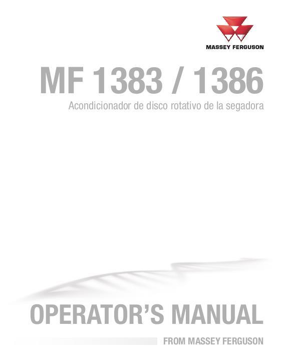 AGCO 1383 1386 Rotary Disc Mower Operator Manual 700747905B Spanish