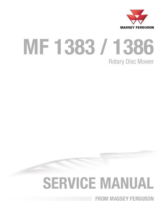 AGCO 1383 1386 Rotary Disc Mower Service Manual 4283556M2 English