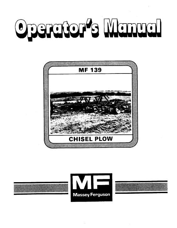 AGCO 139 Chisel Plow Operator Manual 1449047M2 English