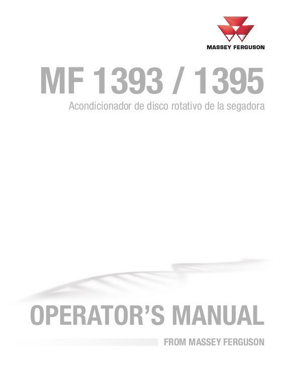 AGCO 1393 1395 Rotary Disc Mower Conditioner Operator Manual 700751515C Spanish