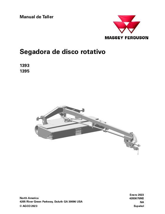 AGCO 1393 1395 Rotary Disc Mower Conditioner Service Manual 4283675M2 Spanish