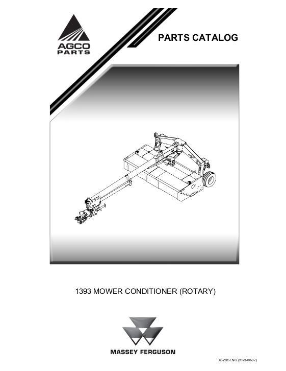 AGCO 1393 Mower Conditioner (rotary) Parts Book 652285ENG English