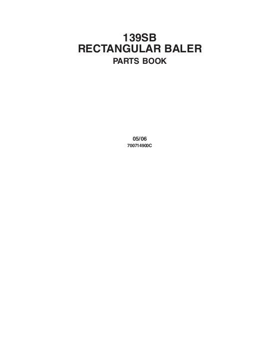AGCO 139SB Rectangular Baler (non CE) Parts Book 700714900C English