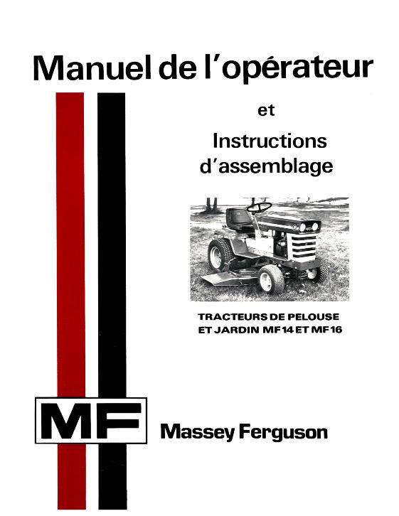 AGCO 14 16 Lawn Tractor Operator Manual 1448324F1 French