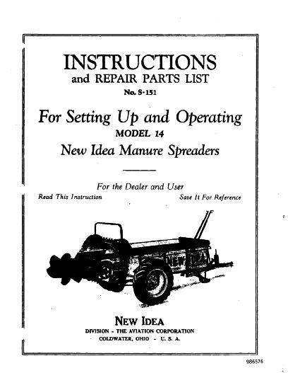 AGCO 14 Manure Spreader Operator Manual 986576 English