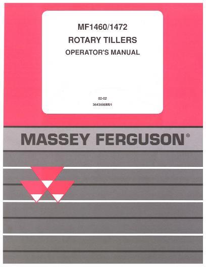AGCO 1400 1472 Rotary Tiller Operator Manual 3643690M91 English