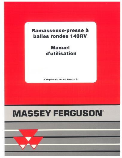 AGCO 140RV Round Baler (1997, CE) Operator Manual 700714657B French