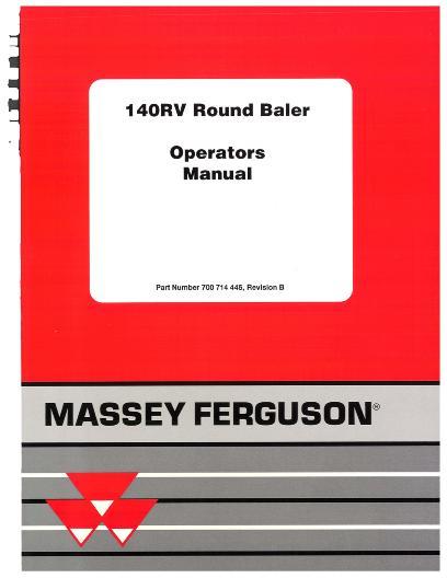 AGCO 140RV Round Baler (CE) Operator Manual 700714445B English